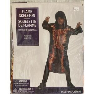 Flame Skeleton Halloween Costume Child‎ Size Medium 8-10 Scary Trick Or Treat